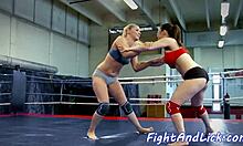 Amateur Asian and European women wrestling in homemade video