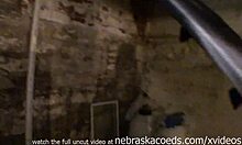 First-time homemade masturbation video of a nervous girl in a dungeon basement